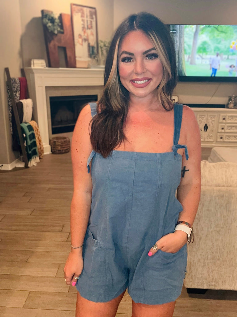 Washed Overall Romper