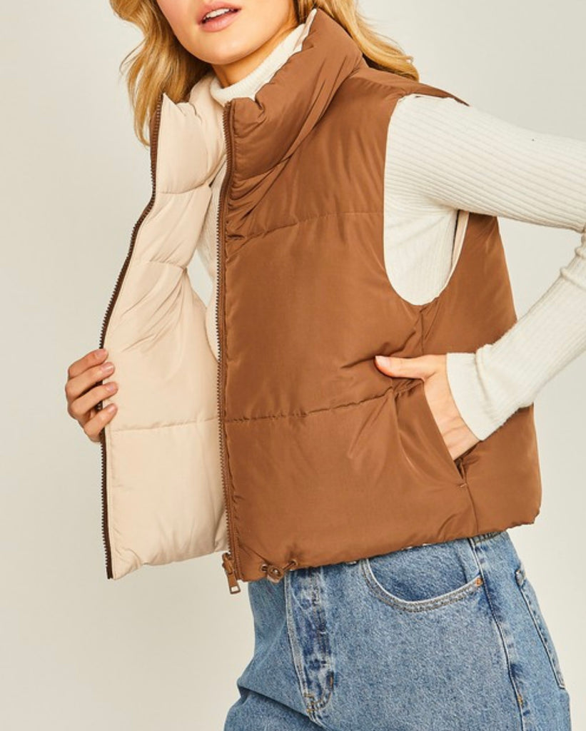Brown and Ivory Reversible Vest