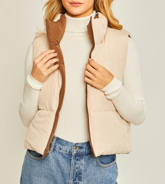Brown and Ivory Reversible Vest