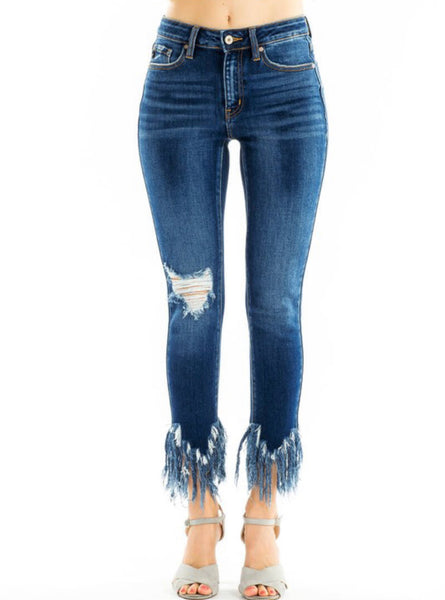 Double Take Frayed Jeans